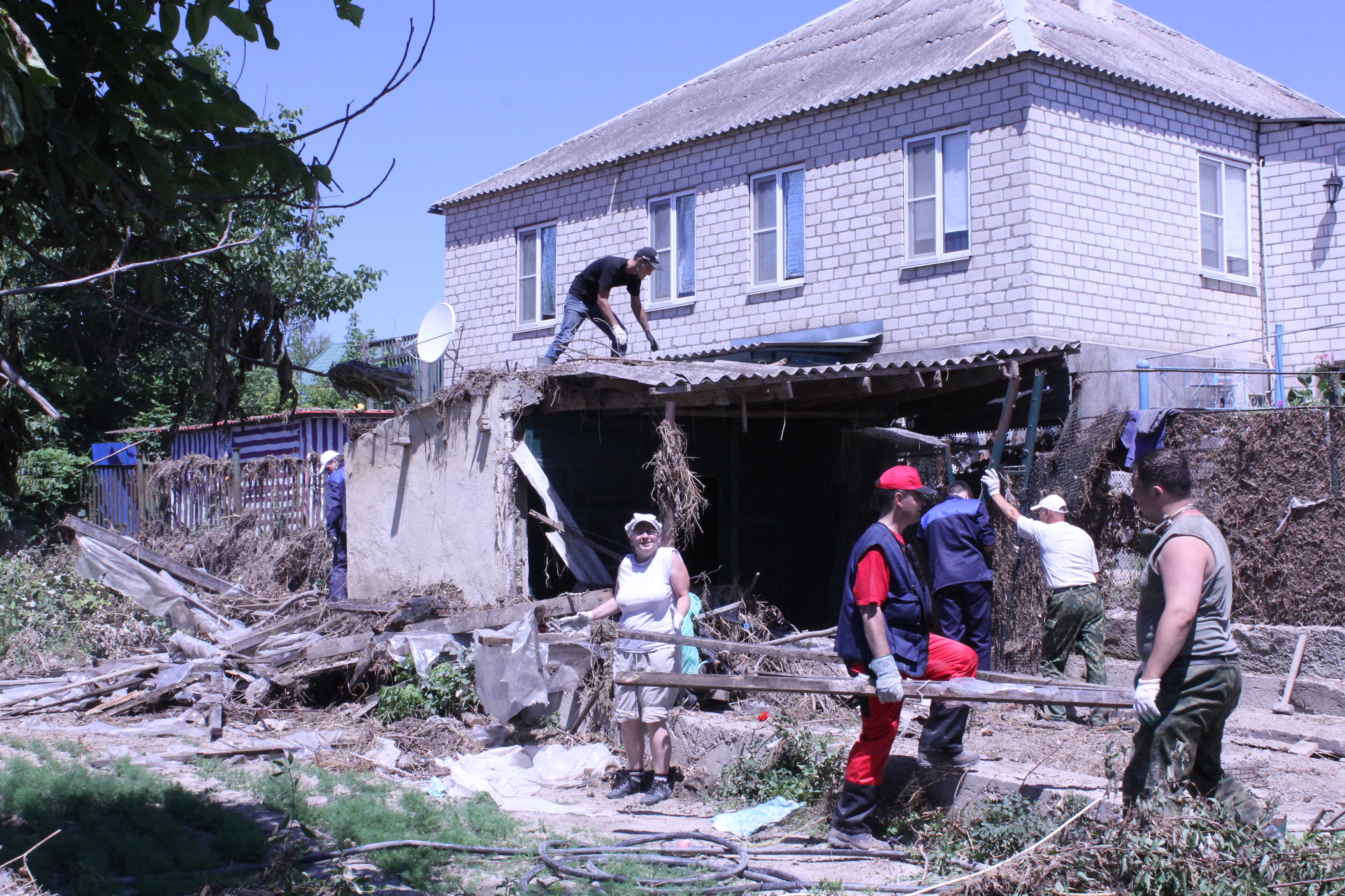 clearing debris from the territory of private households